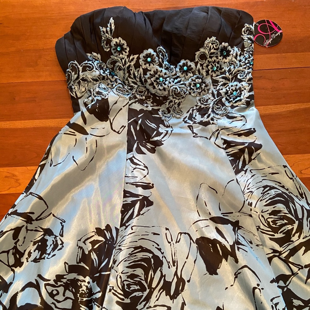 MWT Alyce Black & Turquoise short prom dress